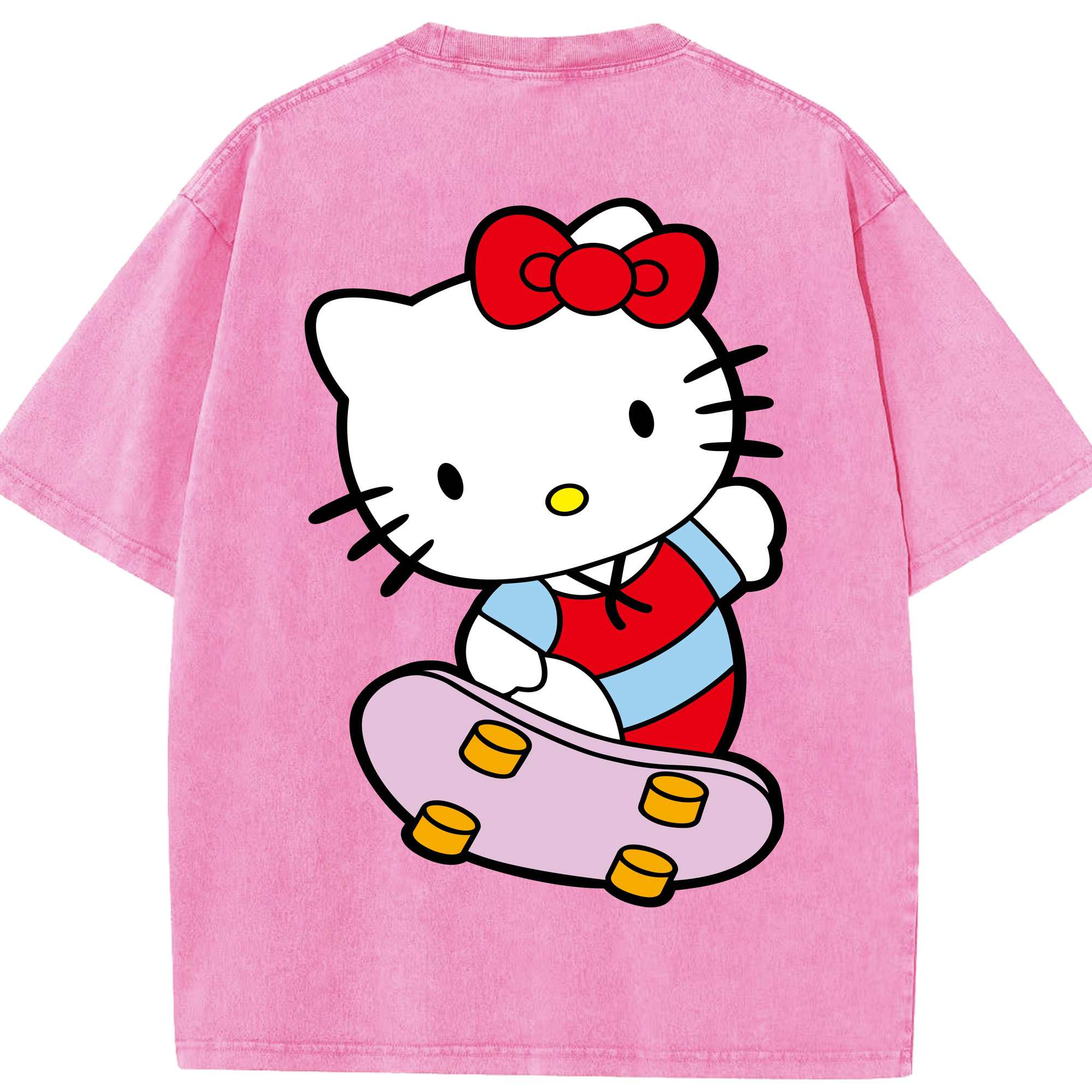 （画像用） Hello Kitty ハローキティ 綿100% ヴィンテージ風 半袖Tシャツ（背面プリント）